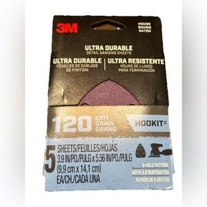 3M Ultra Durable Sanding Sheets120 Grit Grain Flattens  5 sheets per pack